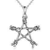 YFN Pentagram Necklace Sterling Silver Pentacle Necklace Star Necklace Wiccan Jewelry Gifts for Women Men Mother's Day