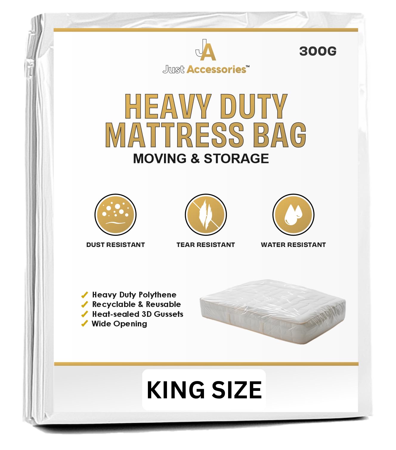 Just Accessories 5ft Mattress Bag Heavy Duty Professional Quality Removal & Storage Bags — image 1