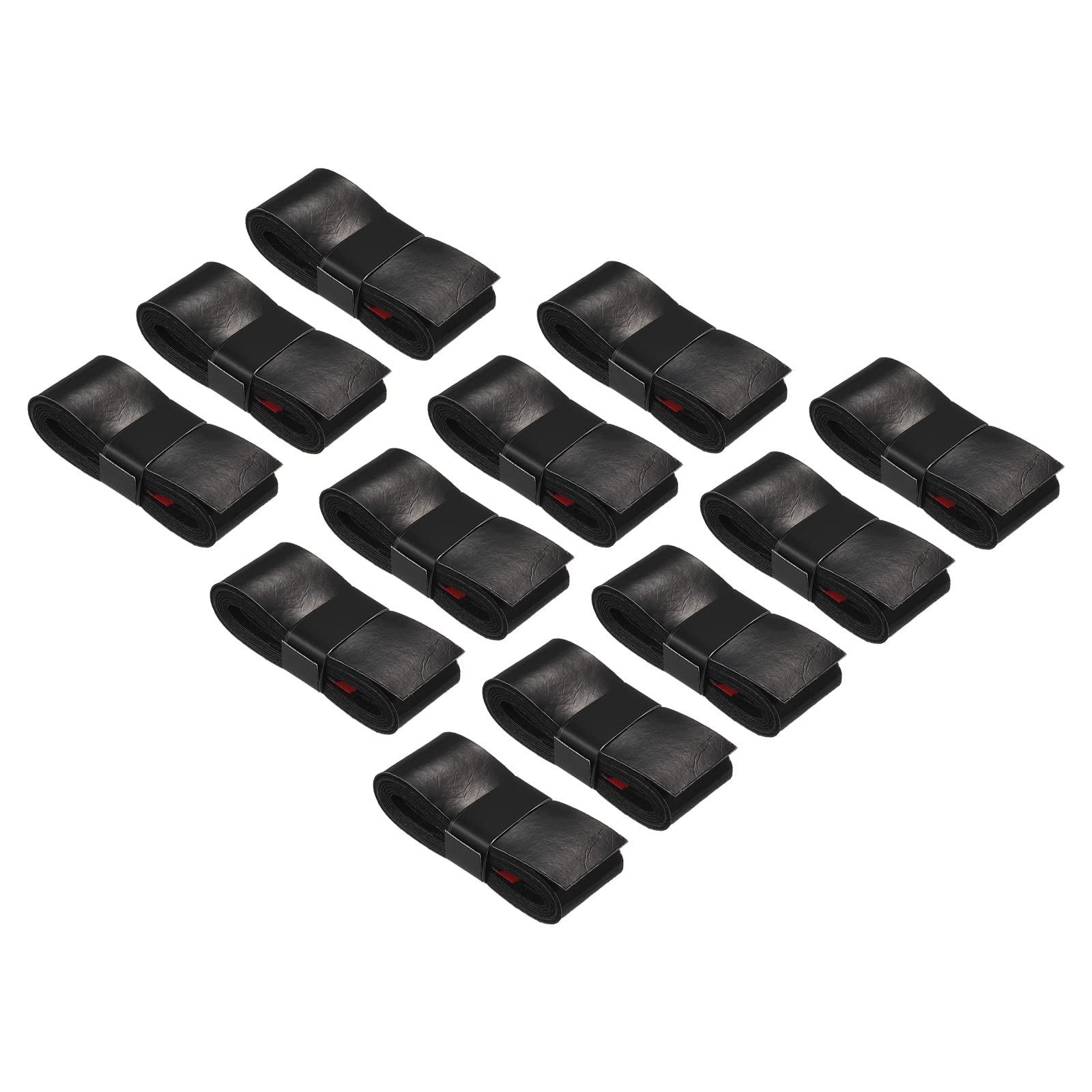 PATIKIL 43.3" Tennis Racket Grip Tape with Hole, 12 Pack PU Overgrip Stretchy Non-Slip Absorb Sweat for Badminton Fishing Rod, Black