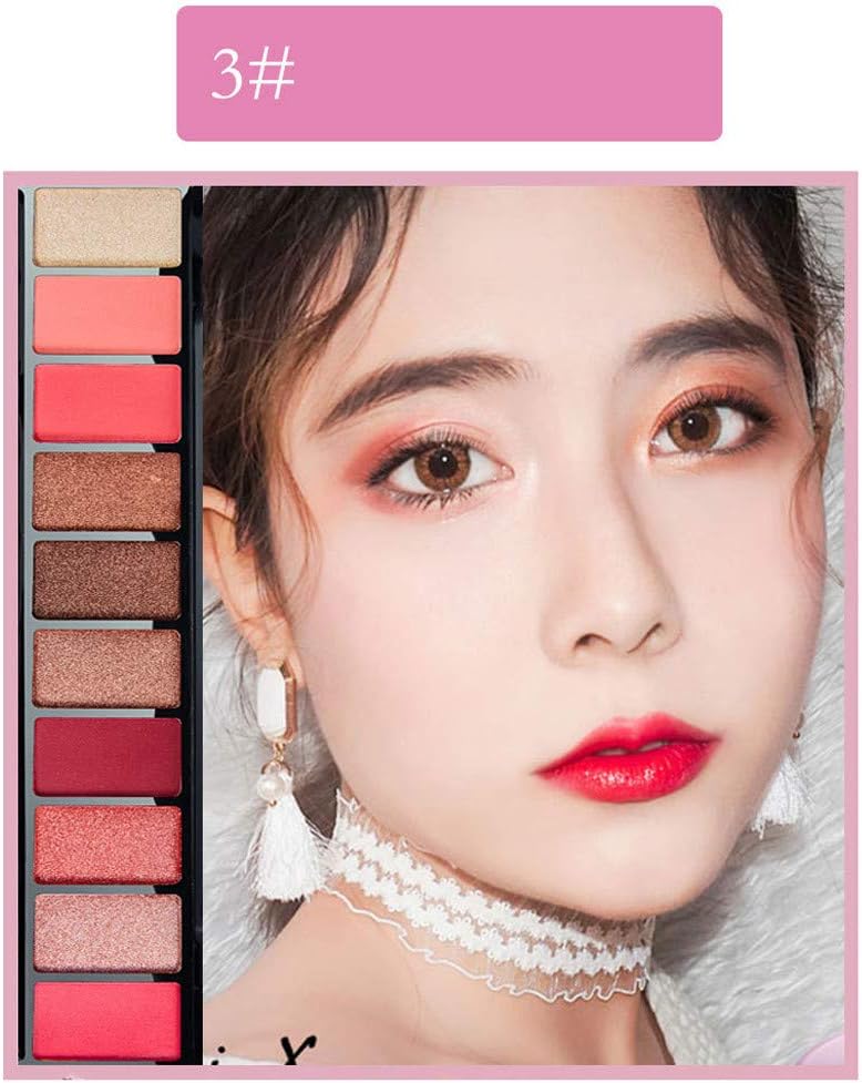 Cimaybeauty 10 Colors Pearl Matte Eyeshadow Eye Shadow Palette & Makeup Cosmetic Brush Set