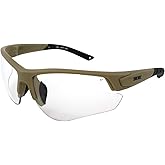 Epoch Eyewear Grunt Tactical Shooting Range Safety Sunglasses Tan Frames with Clear Lenses