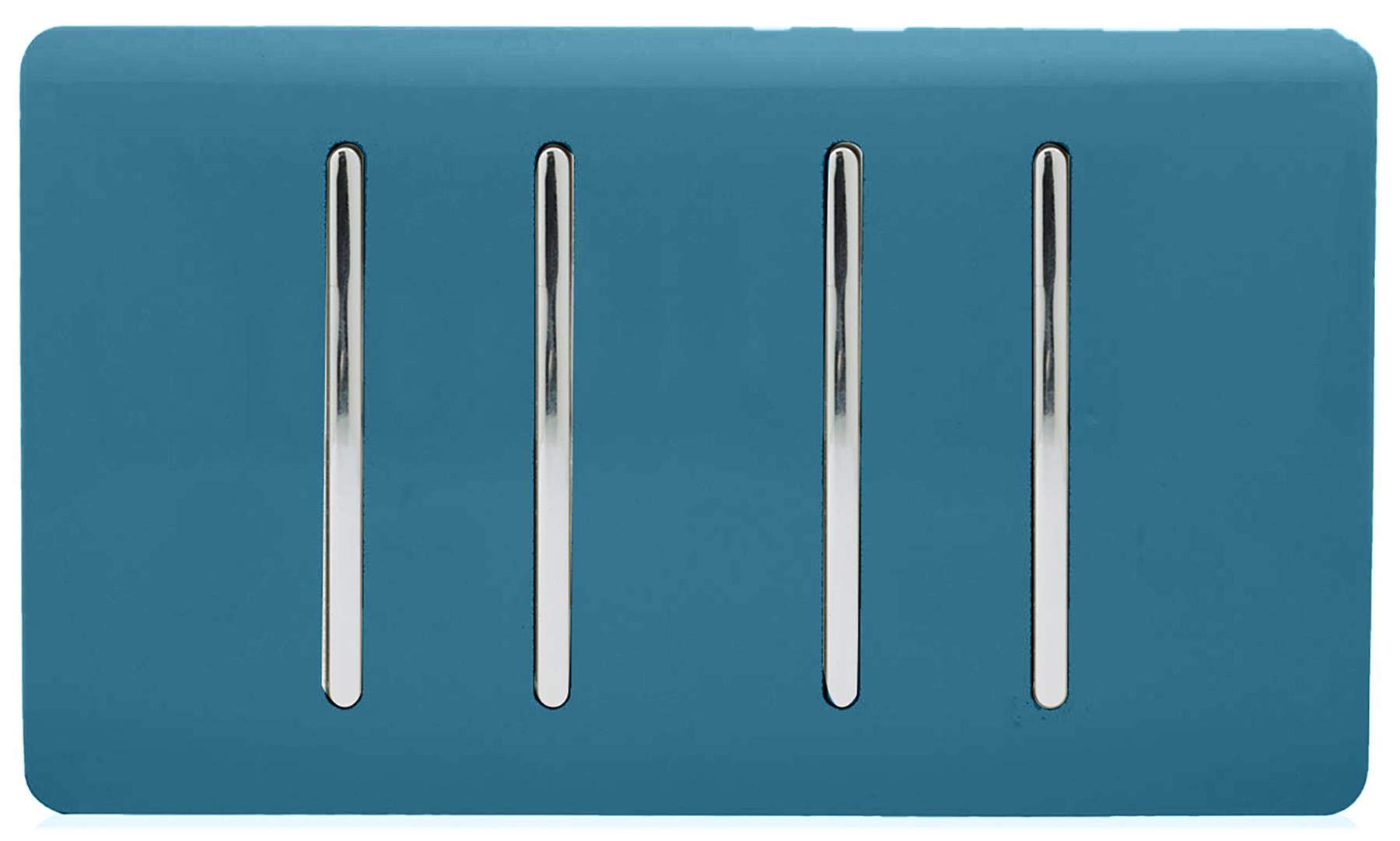 Trendi 4 Gang (2 Way & 1x Intermediate) Glossy 10 Amp Rocker Light Switch Ocean Blue