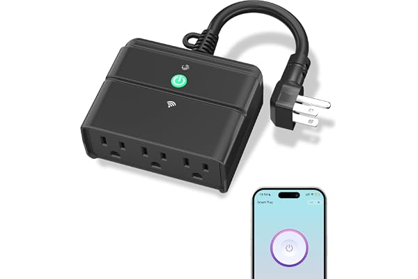 BN-LINK Outdoor Smart Wi-Fi Plug,Heavy Duty 3 Grounded Outlet Timer,2.4GHz | IP44 Weatherproof for Garden & Patio, Works with