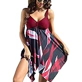 CASABACO Plus Size Swimsuits Swim Dress Tankini for Women Athletic Two Piece Swimdress Bathing Suits Tummy Control