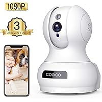 Wireless Camera, 1080P HD WiFi Pet Camera Baby Monitor, Pan/Tilt/Zoom IP Camera for Elder/Nanny Security Cam Night Vision Motion Detection 2-Way Audio Cloud Service Available Webcam White