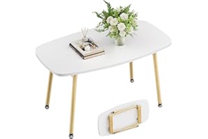 WOHOMO Folding Coffee Table White Small Coffee Tables for Living Room Portable Simple Modern Center Table for Small Spaces, No Assembly, 31.5 * 15.7 * 17.7IN, White Htp