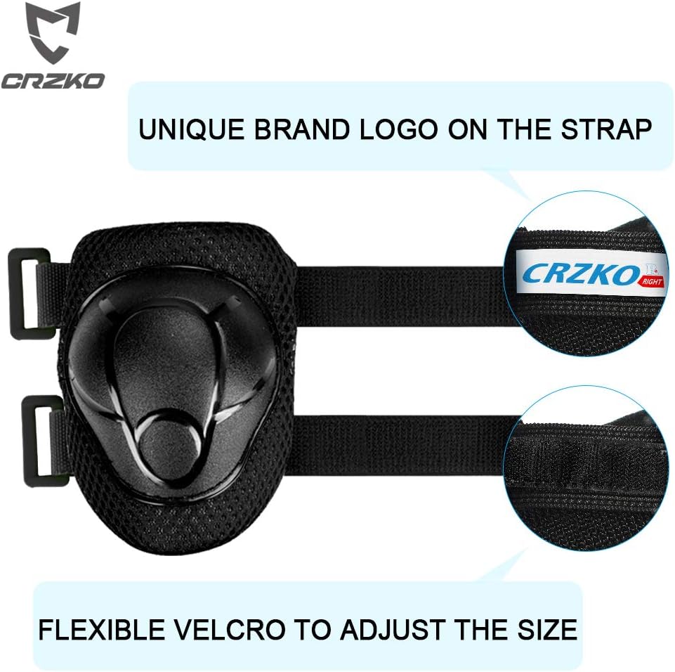 CRZKO Kids/Teenagers Protective Gear, Knee Pads and Elbow Pads 6 in 1 Set with Wrist Guard and Adjustable Strap for Rollerblading Skateboard Cycling Skating Bike Scooter : Sports & Outdoors