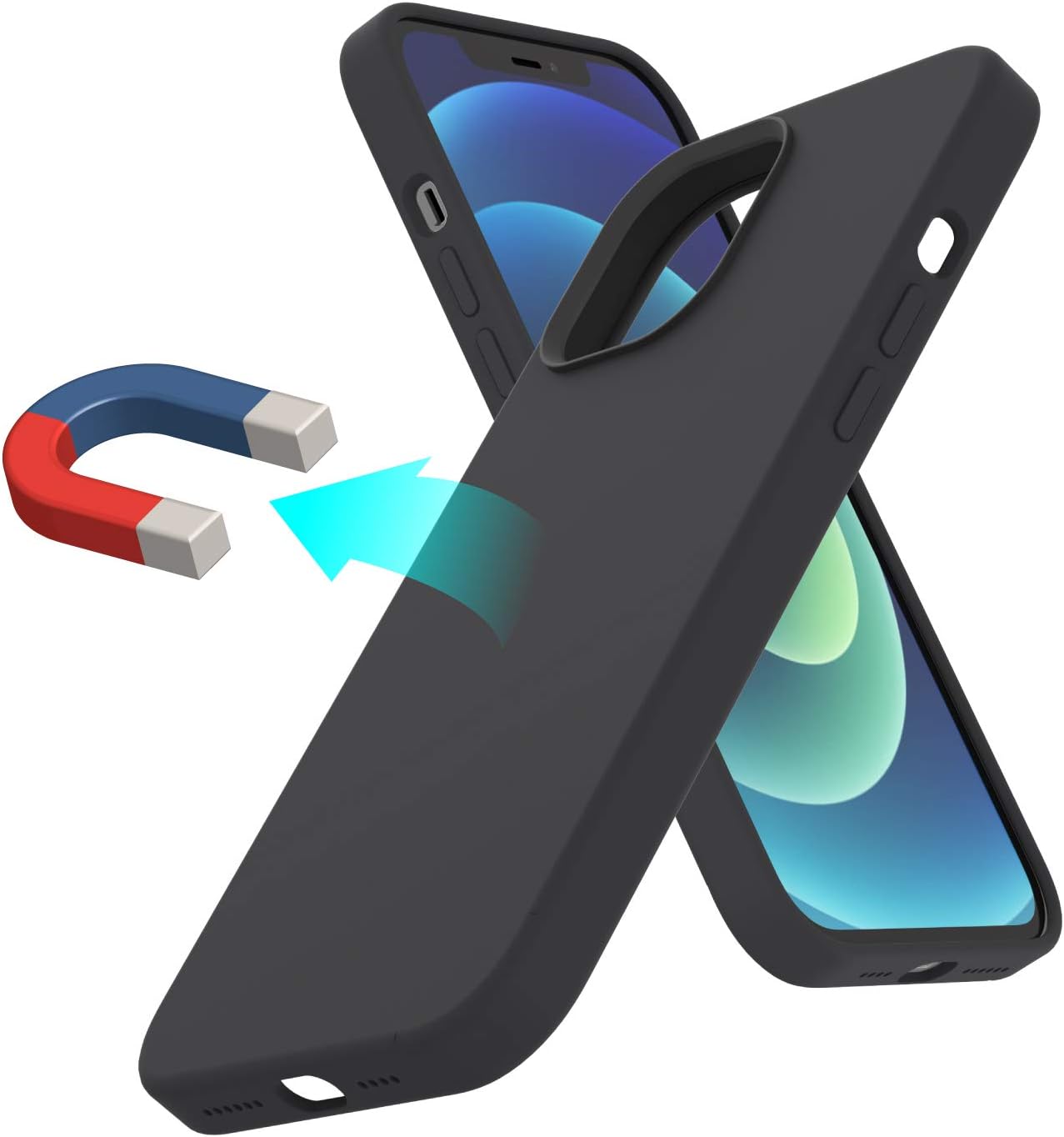 Amazon Com Mageasy Compatible With Iphone 12 Pro Max Case Magskin Magnetic Liquid Silicone Case Support Magsafe Wireless Charging Soft Microfiber Lining Screen Camera Cover Black