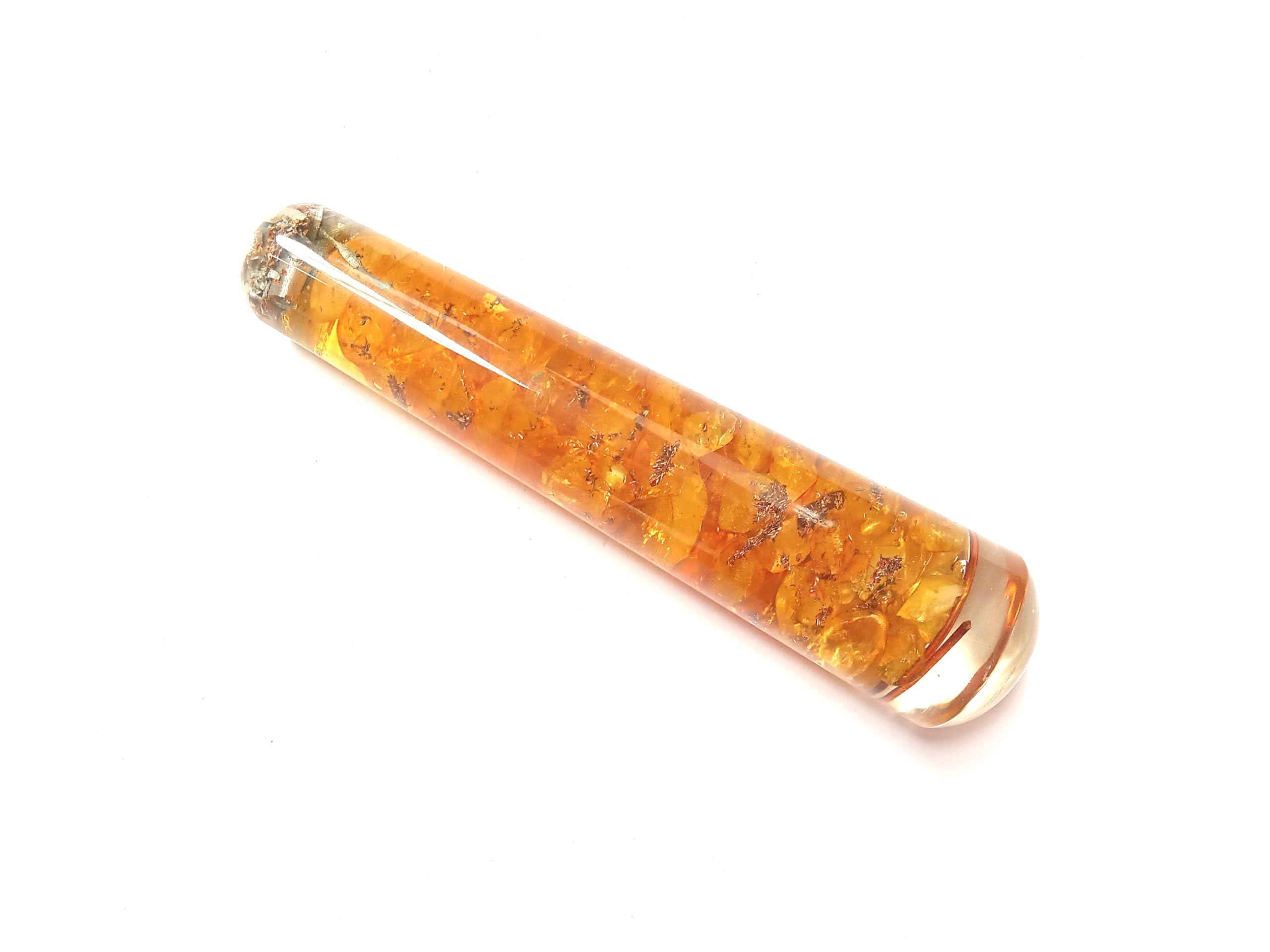 Prajet Energized Orgonite Smooth Massage Wand Stick Energetic Copper Chokurei Reiki Healing Genuine Crystal Divine (Citrine Smooth)