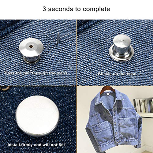 ZENGLU 16 Sets Replacement Jean Buttons No Sew Instant Button 17mm Detachable Pants Button Craft