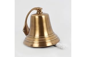 HANDCRAFTED TRADING CO. 8" Solid Brass Ship Bell Antique Nautical - Jumbo Bells Decor