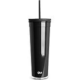 Simple Modern Plastic Tumbler with Lid and Straw | Reusable BPA Free Iced Coffee Cups Double Wall Smoothie Cup | Gifts for Women Men Him Her | Classic Collection | 24oz | Midnight Black