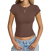 Eachyes Womens Short Sleeve T Shirts Basic Crop Tops Slim Fit Tees Summer Gym Workout Y2k Clothes 2026
