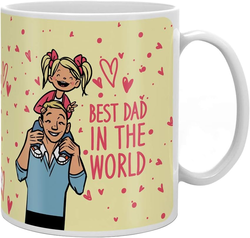 Indigifts Coffee Mug for Father | 330 ML | Best Dad in The World | Gift for Father,Birthday Gift for Papa, Grandfather, Father, Coffee Mug for Father, ceremic Coffee Mug, Gift for Daddy(Beige)