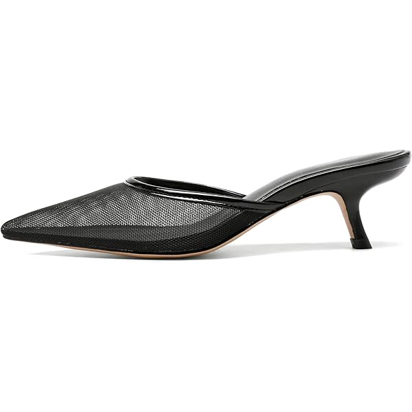 Amazon.com | ZJGZF Black Mesh Kitten Heels Mules for Women