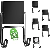 MIKEDE Magnetic Hooks 6Pcs 100lbs Magnet Hook Cruise Essentials Black | 2026 Cruise Essentials Heavy Duty Double Hook for Refrigerator Grill Toolbox Outdoor Magnetic Hanger for Ships
