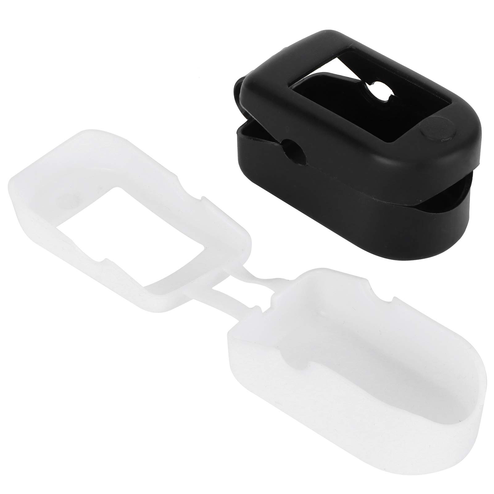 2Pcs Silicone Oximeter Cover for Fingertip Pulse Monitor - Portable Protector for Travel and Home Use, Black and White