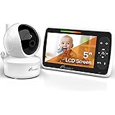 Baby Monitor - 5” Large Display Video Baby Monitor with Remote Pan-Tilt-Zoom |Infrared Night Vision, Temperature Display, Lul