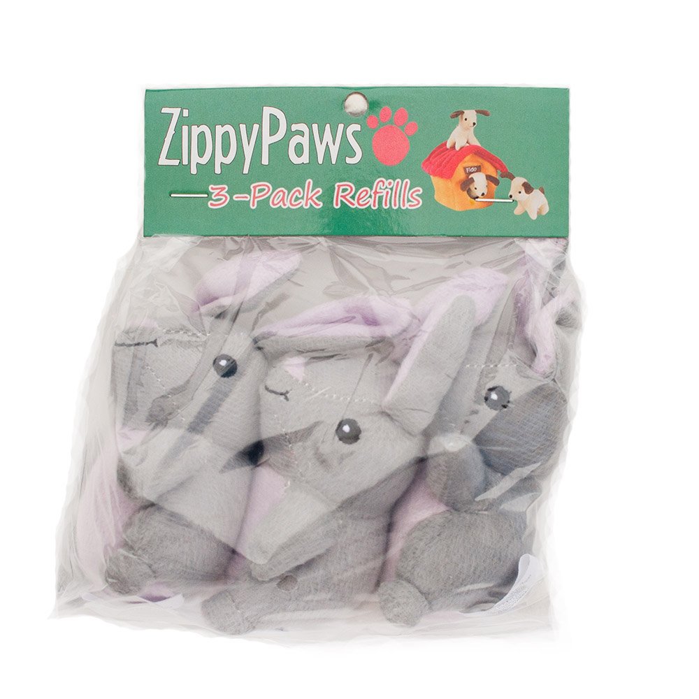 ZippyPaws Burrow Squeaky Bunnies Plush, Refill, 3-Pack