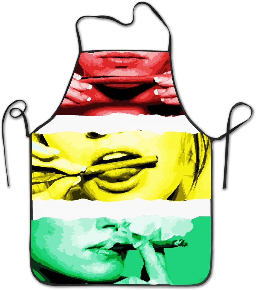 Sexy Girl Rolling Blunt Print Baking Apron For Tailgating BBQ Grill Pit Master Black