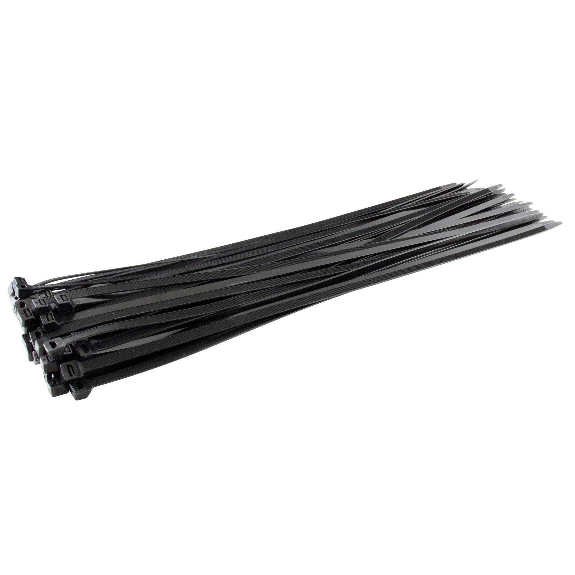 Gocableties Black Cable Ties Heavy Duty, 750mm x 7.6mm, Pack of 100, Long Nylon Zip Ties, Plastic Tie Wraps, Secure Self-Locking Mechanism, for Home, Garden, Office and DIY