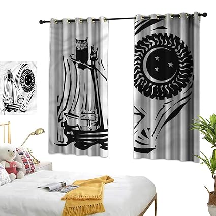 Amazon Com Lightly Double Curtain Rod Owl Silhouette Of A Wooden