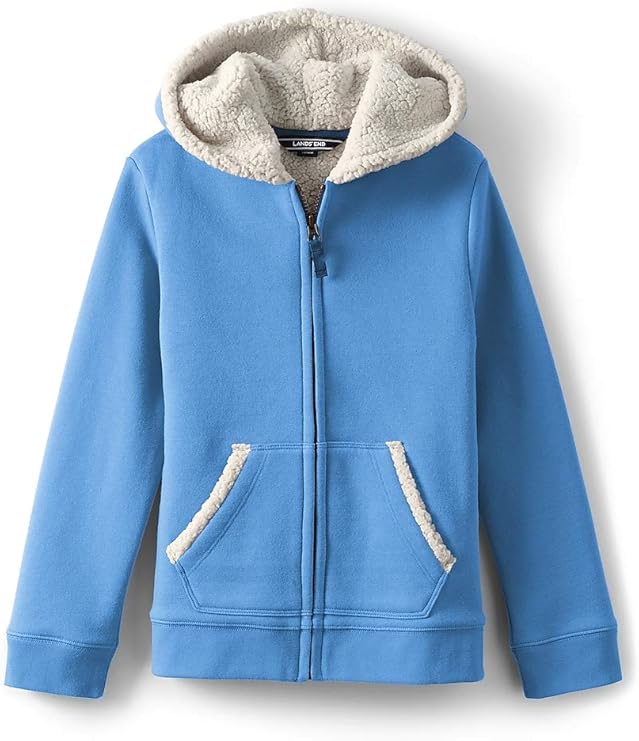Amazon.com: Lands' End Little Girls Sherpa Lined Hoodie, M, Azure Blue: Clothing