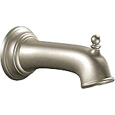 Moen Brantford Brushed Nickel Replacement 7.25-Inch Tub Diverter Spout with 1/2-Inch Slip Fit Connection, 3857BN