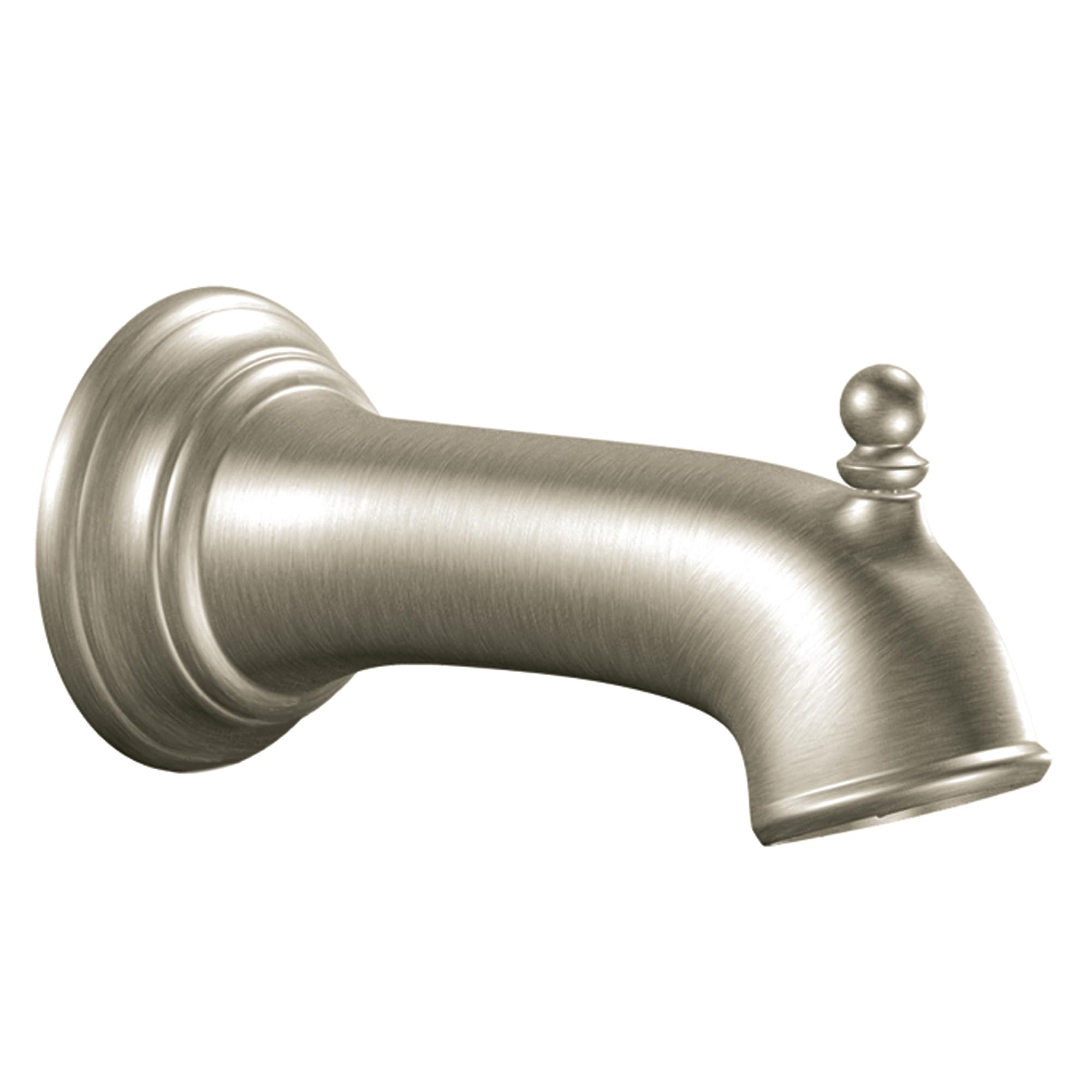 Photo 1 of Moen Brantford Brushed Nickel Replacement 7.25-Inch Tub Diverter Spout with 1/2-Inch Slip Fit Connection, 3857BN