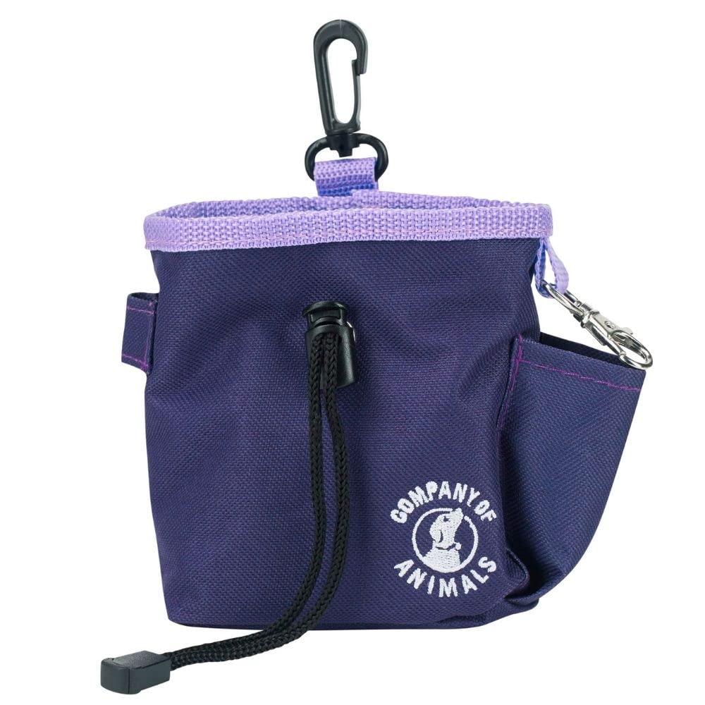 COMPANY OF ANIMALS Treat Bag, Purple, Zipped Pockets & Drawstring, Clips on Belt, Waistband or Pocket, Waterproof Treats Pouch, Ideal for Dog Walking & Puppy Training, Available in Purple, Red & Black