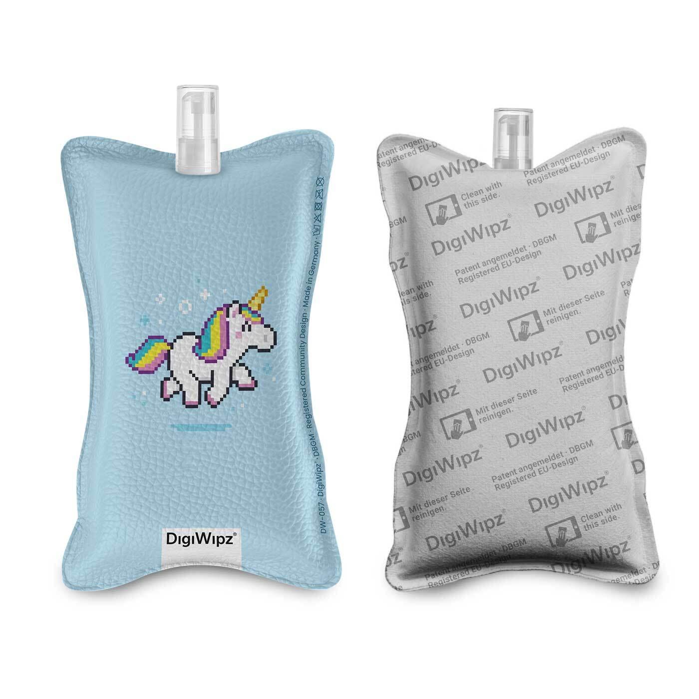 DigiWipz® The ingenious 2-in-1 display cleaner (Pixel Unicorn) - screen cleaner for displays and touchscreens - screen cleaner microfibre sponge with integrated sprayer