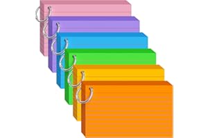 Flash Cards 3x5 Flashcards, 300 PCS Index Cards 3x5 Cue Cards, Colored Lined Paper Cards Revision Flash with 6 Metal Binder R
