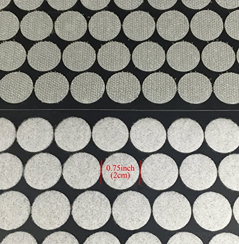Vkey 1000pcs 500 Pairs 2cm Diameter Adhesive Sticky Back Coins Hook Loop Self Adhesive Dots Tapes Magic Sticky White