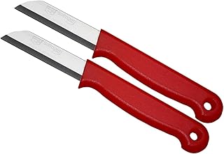 Schwertkrone Schälmesser Set Solingen - 2 Obstmesser Gemüsemesser Floristenmesser Bandstahl rostfrei (rot 2-Stück)