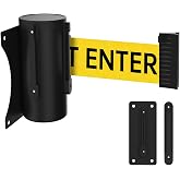 Wall Mount Crowd Control Barriers 1 Pack, TrreZON Fixed Retractable Barrier with Steel Case 10' Yellow Belt with "Caution: DO NOT Enter" for Grocery, Retail Store, Office, Stadium, School