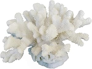 HENGYUTOYMASK Decorative Coral Sculpture,10.25 Inch, Resin Coral Figurine Centralpiece Tabletop Ornament Aquarium D&eacute;cor White