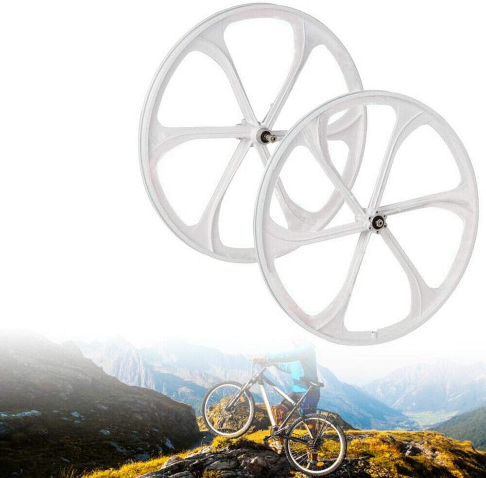 Gdrasuya 26" 6-Spoke MTB Front&Rear Bike Mag Wheel Wheelset Bike Mountain Sports Cycling 7/8/9/10 Speed Gear Disc w/QR USA Stock