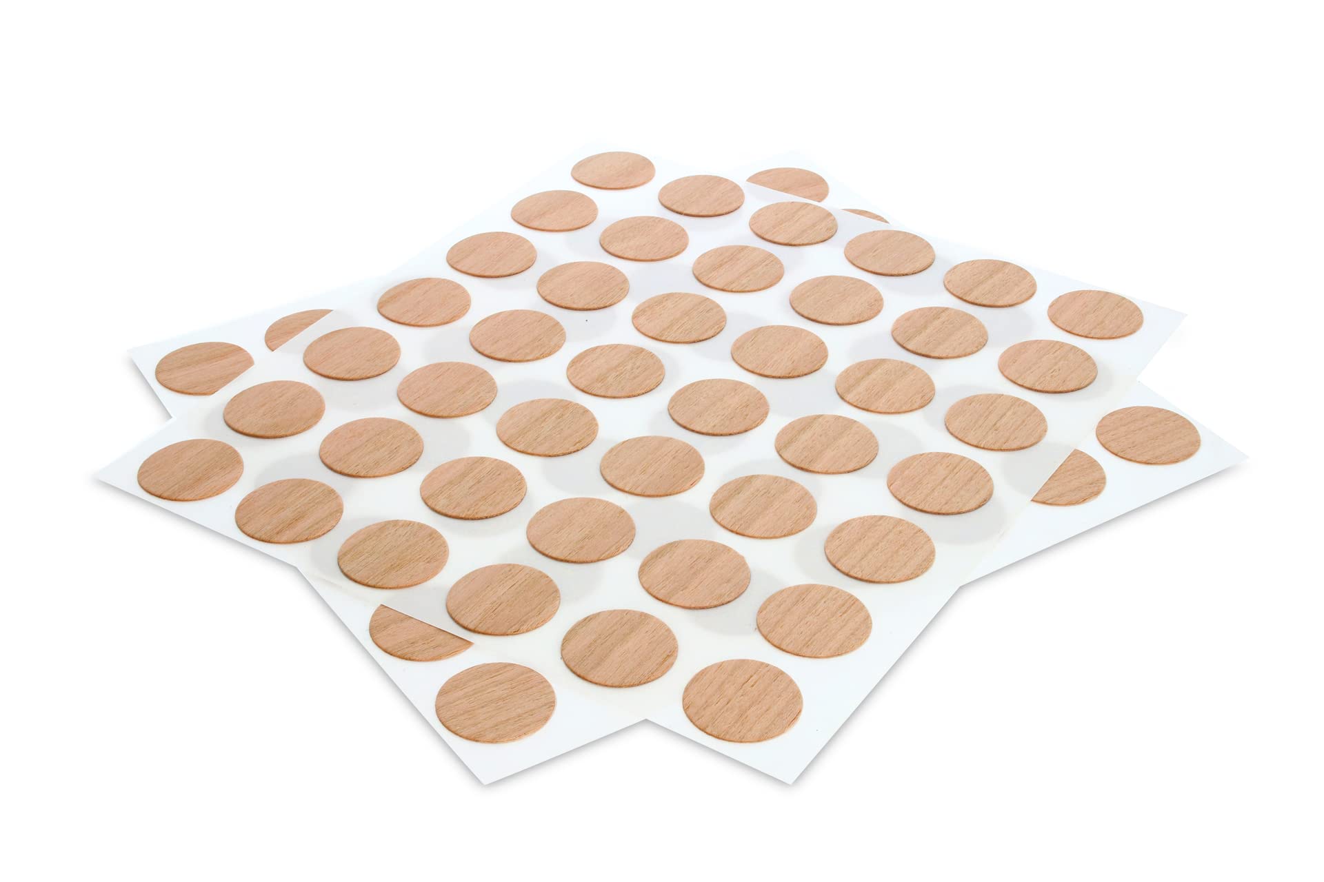 WoodPress® Real Cherry Wood, Screw Cover Caps/Hole Covers, Peel & Stick – 18mm – x70 Pieces per Pack – For Furniture Repairs, Can be Varnished or Finished as Desired