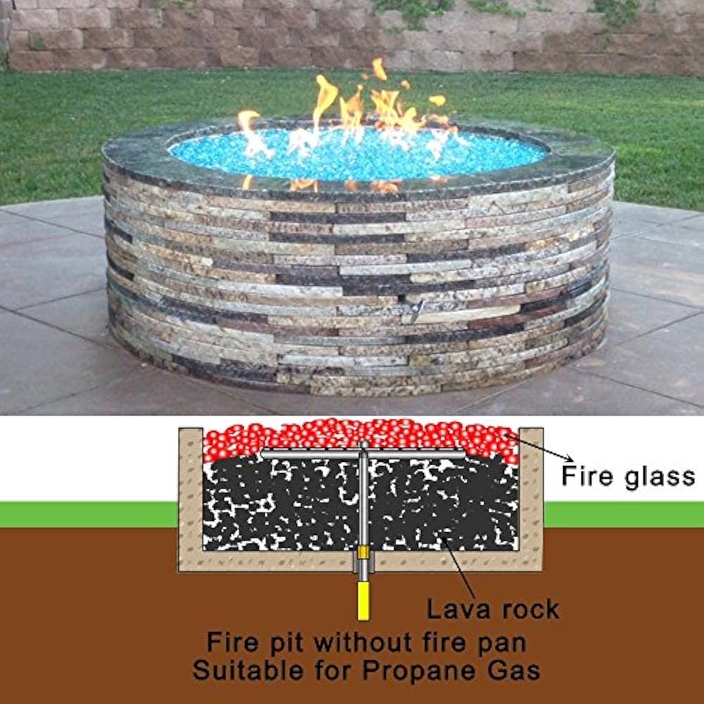 Natural Gas Fire Pit Stainless Steel Burner Ring Installation Kit, 18