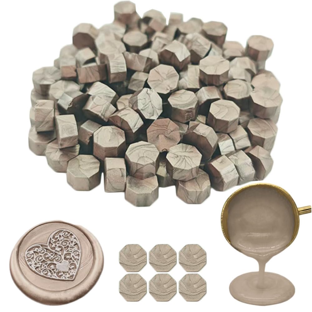 Ioggser 360 PCS Octagon Wax Beads for Wax Seal Stamp, Sealing Beads for Wedding and Party Invitations (Champagne Gold)