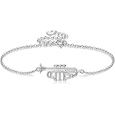 URONE Trumpet Bracelet 925 Sterling Silver Instrument Bracelet Music Trumpet Jewelry Gifts For Women