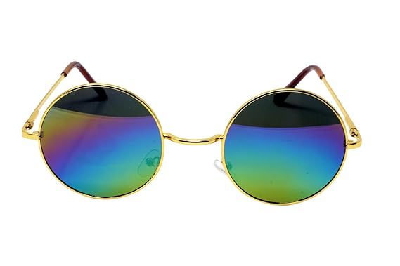 Bullahshah Schöne Unisex Aktuelle Design-Hippie-Stil Brillen Runde Sonnenbrillen Anti-Reflektierende Linse