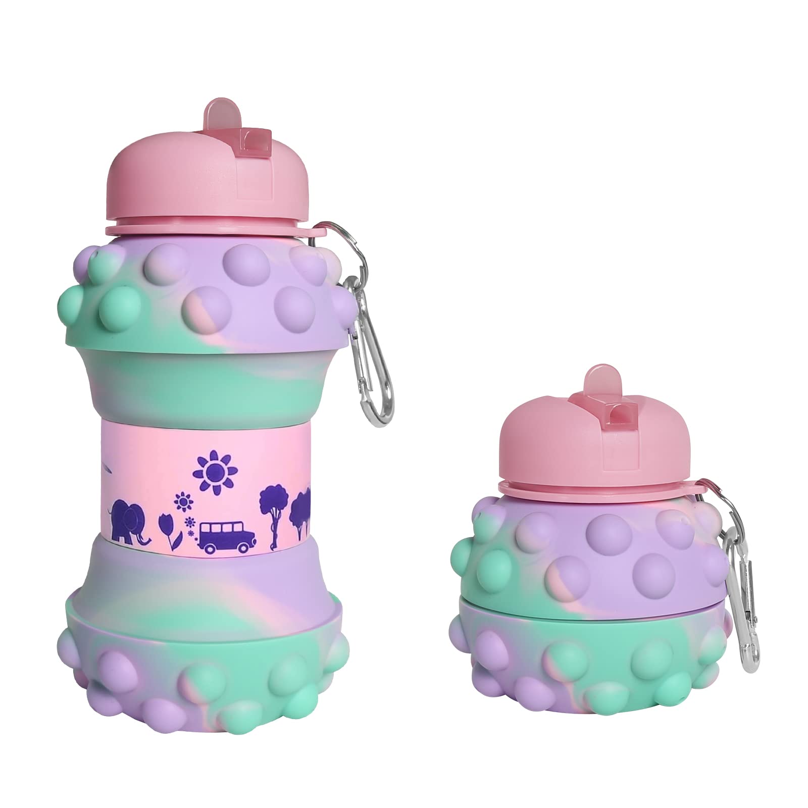 Louis Donné Kids 19oz Collapsible Silicone Water Bottle - Fidget Toy Style Jug for Camping, Hiking, and Outdoor Sports