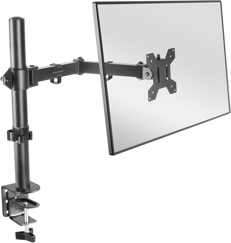 MARM1, suporte para braço de monitor para ecrãs até 32", articulado e ajustável em altura, estrutura robusta, compatível com VESA75 e VESA100, preto