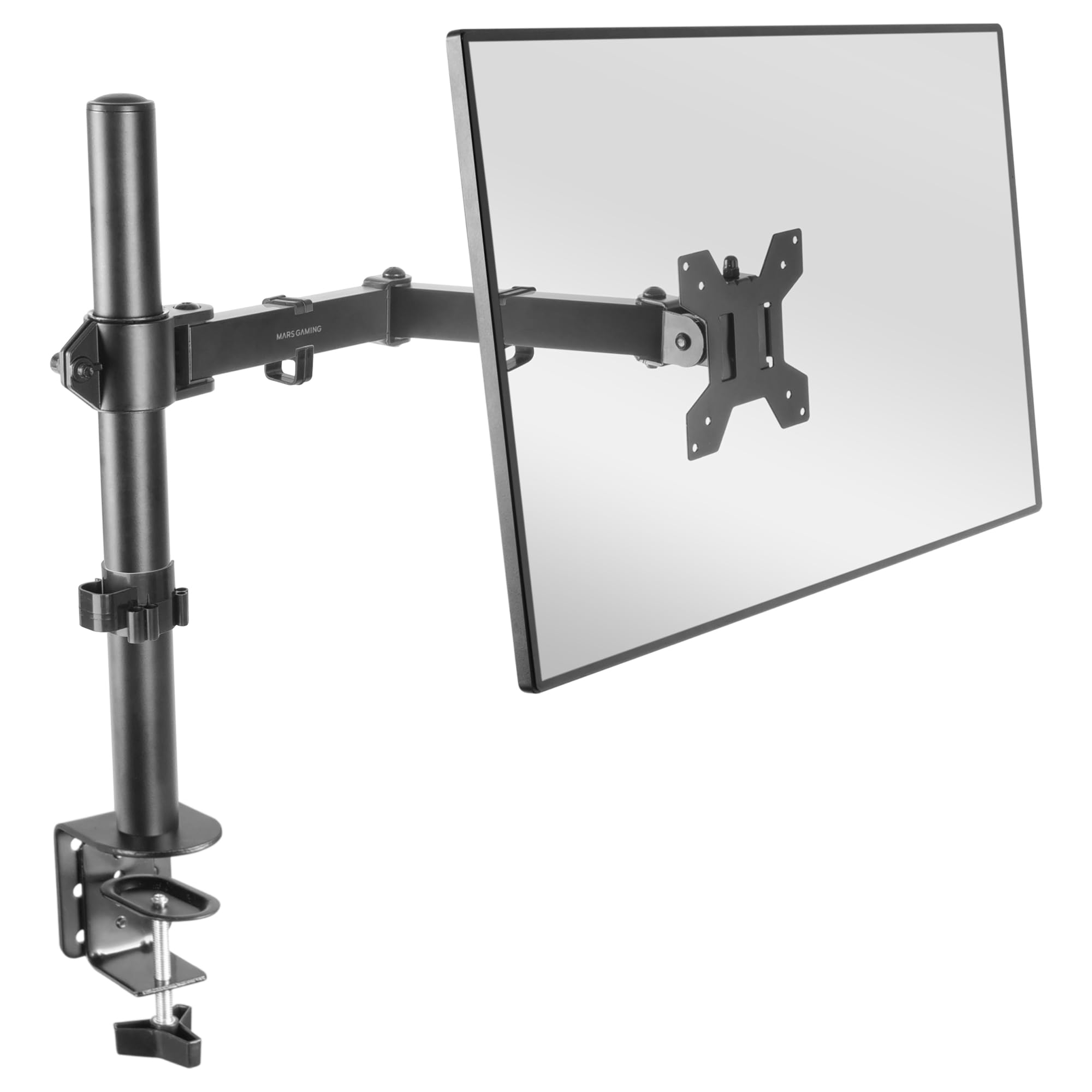 Mars Gaming MARM1 Black, Arm Monitor Mount for Scrrens up to 32", Articulating and Height Adjustable, Sturdy Frame, VESA75 and VESA100 Compatible