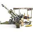 General Jim's US Army 155mm Howitzer Building Set – 258 Pieces – WWII Korea Vietnam Artillery Model – Army Green with Camouflage – Includes 2 Soldier Figures – Rotating Turret – Compatible Bricks