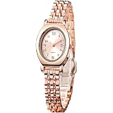 GOODLIYA Women's Vintage Oval Quartz Watch Easy Read Arabic Numerals Dial Stainless Steel Bracelet Minimalist Dress Wrist Watch for Ladies