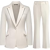 TRONSTORE Women's Suit 2 Piece Set Pinstripe Blazer and Bootcut Dressy Pants Set for Work Office Business Outfits