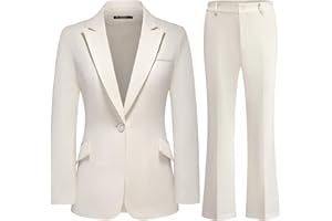 TRONSTORE Women's Suit 2 Piece Set Pinstripe Blazer and Bootcut Dressy Pants Set for Work Office Business Outfits