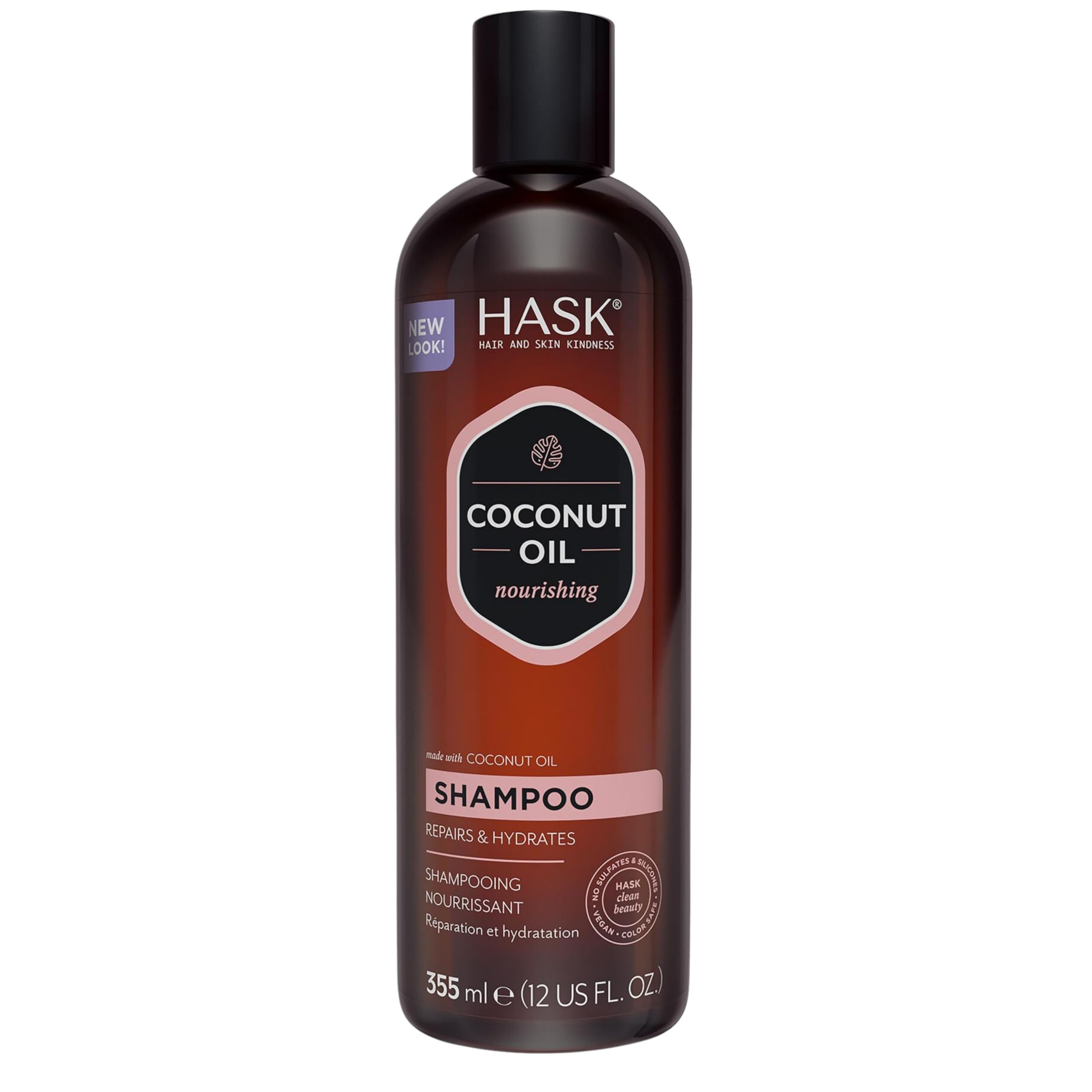 HASK Nourishing Coconut Shampoo, for all hair types, colour safe, and cruelty-free - 1 355mL Bottle